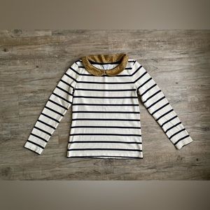 EUC! Boden Striped Blouse with Gold Collar